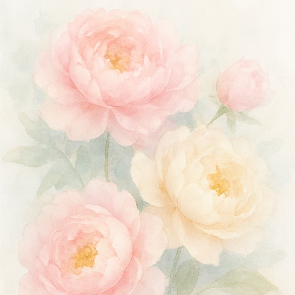 A soft pastel watercolor painting of flower